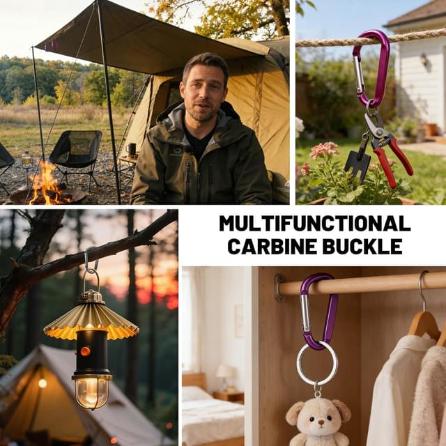 Detalle de 12PCS 3" Aluminum Nonlocking Carabiner Keychain Clips (D-Ring) – Spring Snap Hooks for Home, Camping & Travel