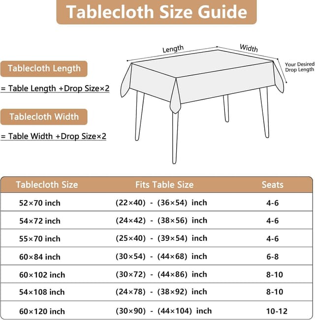 Thumbnail 6 de Seenus Beige Long Table Cloth (60 x 120 in) for Rectangular 8-Foot Tables