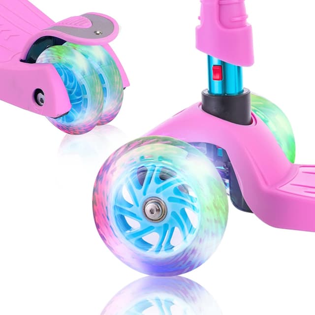 Detalle de 3-Wheel Kids Scooter (Ages 6–12) with Light-Up Wheels, Sturdy Deck, and 4 Height Adjustments