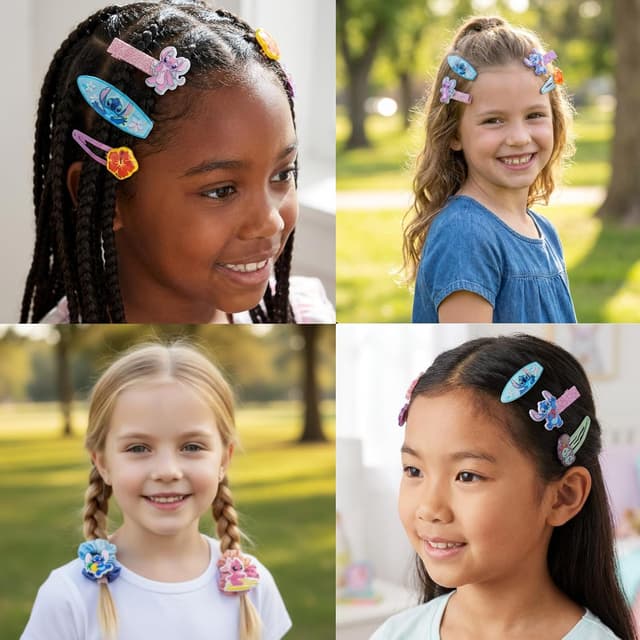 Detalle de Townley Girl Stitch Hair Accessory Set for Girls (22-Piece Clips, Ties, and Scrunchies)