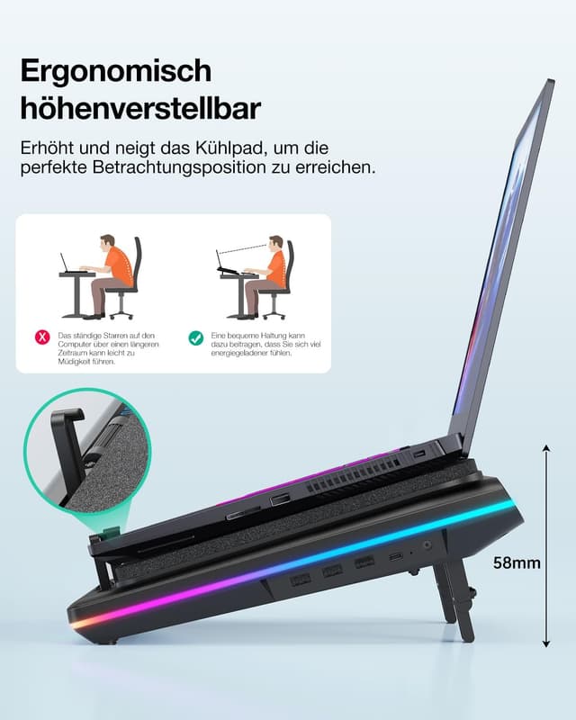 Detalle de llano Gaming Laptop Kühler Kühlpad 14 cm