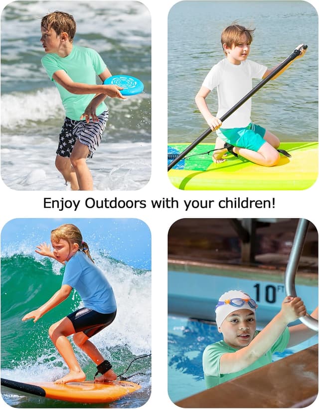 Detalle 2 de DRONIRING Boys Rash Guard Swim Shirt (UPF 50+ Sun Protection) — Quick-Dry Short Sleeve Water Shirt for Kids