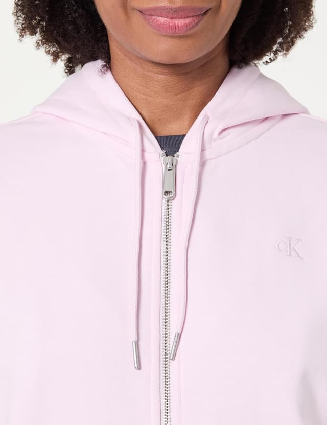 Detalle de Calvin Klein Donna Felpa con zip Archive Logo French Terry con cappuccio