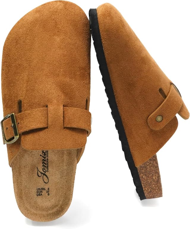 Detalle de JOMIX sabots femme en daim synthétique avec boucle et semelle en liège