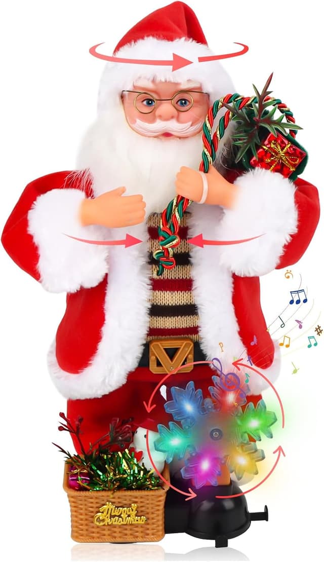 Imagen de Figurine Père Noël musique bras mobiles 33×15×13 cm en OfertitasTOP