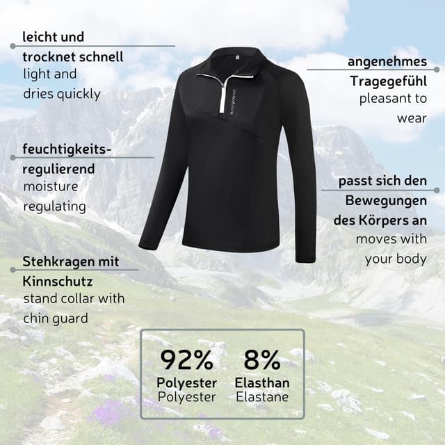 Detalle 2 de Maglia funzionale Zip donna Black Crevice