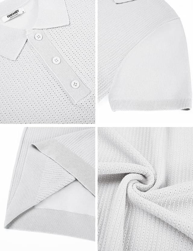 Detalle de COOFANDY Polo homme manches courtes en viscose pour l’été (tricot décontracté golf)
