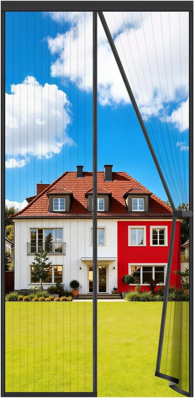 Detalle de Auxmir Fliegengitter Balkontür Magnet – Insektenschutz ohne Bohren, 100×220 cm, schwarz