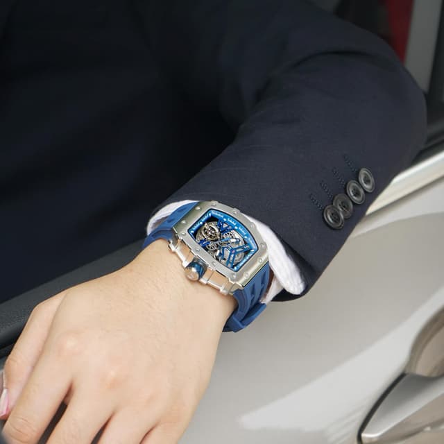 Detalle de TSAR BOMBA TSAR BOMBA Montre automatique squelette pour homme, boîtier tonneau, étanche 50 m