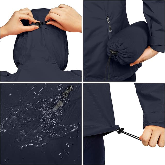 Detalle de 33,000ft Damen Regenjacke wasserdicht, atmungsaktiv mit Kapuze – leichter Windbreaker für Outdoor, Trekking & Fahrrad