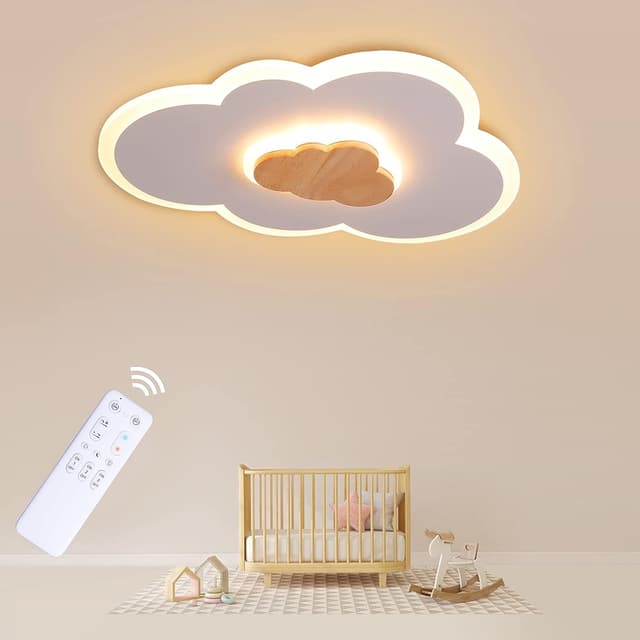 Detalle de FANLG LED-Deckenlampe Wolken (26 W, 50 cm) mit Fernbedienung – dimmbar 3000–6000 K für Kinderzimmer