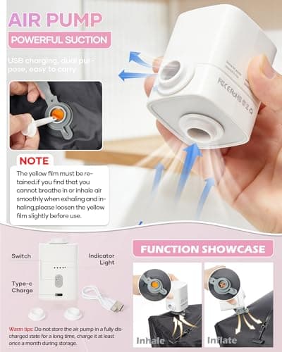 Detalle de SZLX Mochila de vacío para equipaje de mano (cabina) con bomba y compresión, tamaño Ryanair