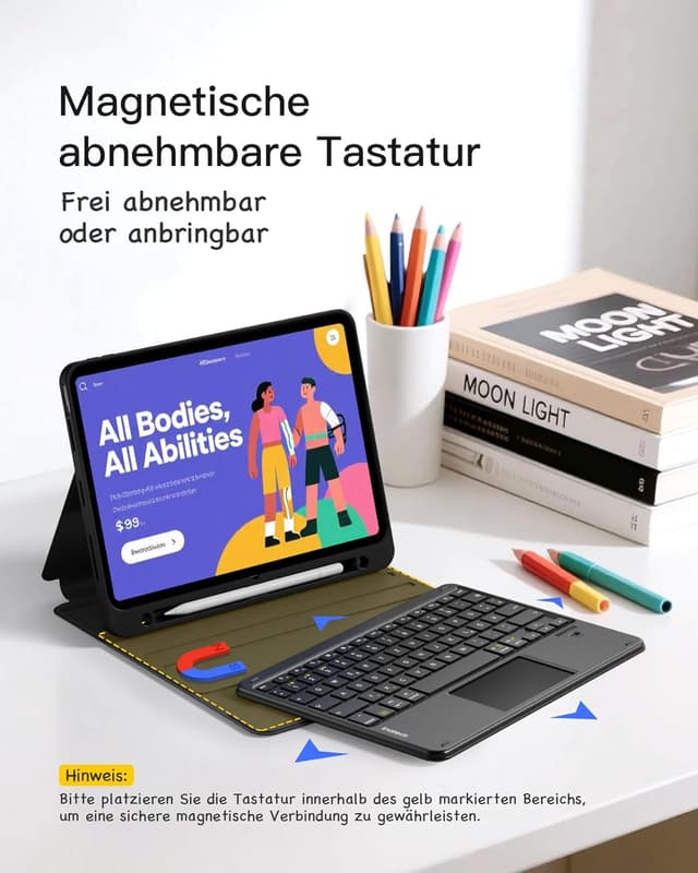 Detalle de Inateck Classic N0001 iPad Hülle mit Tastatur 11"