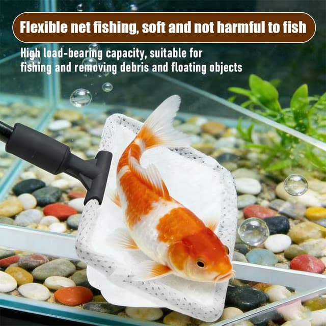 Detalle de MIUUIPI Aquarium Reinigungsset 5-in-1 mit Kescher, Kiesrechen, Algenschaber und Bürsten