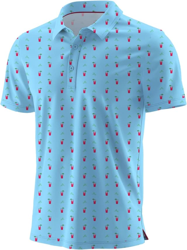 Detalle de QIXING Summer Men’s Golf Polo Shirt — moisture-wicking, quick-dry, printed short-sleeve performance polo