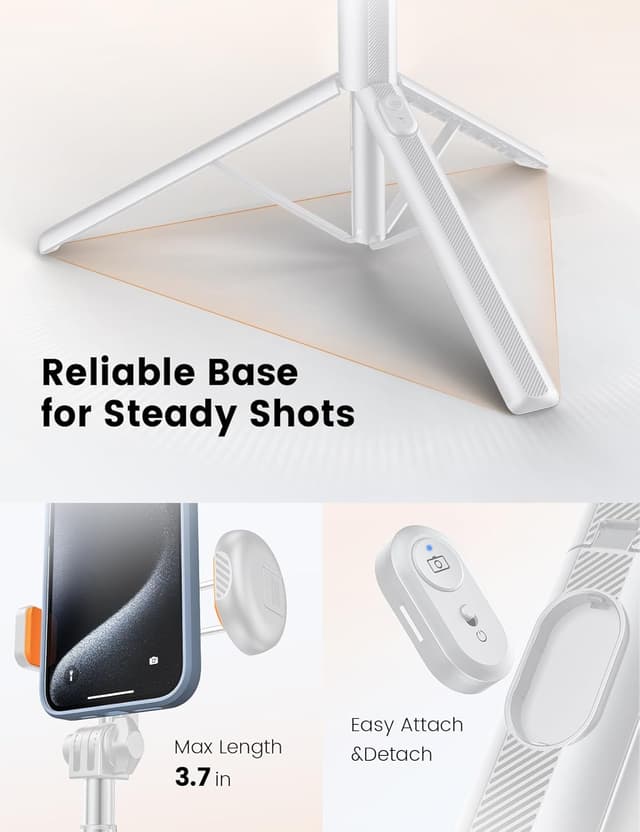 Detalle de ANXRE 71"/180cm Phone Tripod Monopod (NT79) with Bluetooth Remote – White