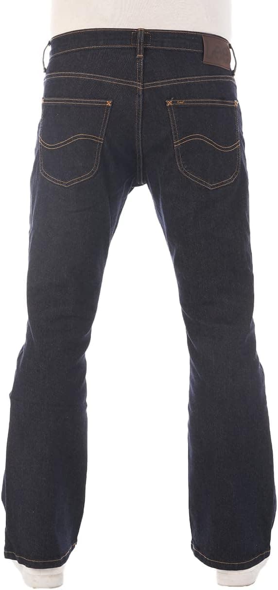 Detalle de Lee Denver Bootcut: jeans da uomo in cotone elasticizzato blu a 5 tasche