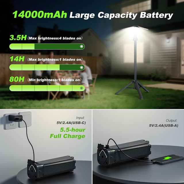 Thumbnail 6 de Campinglampe 6000 LM, 14.000 mAh, 1,8 m Ständer 🔦