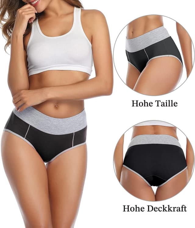 Detalle 2 de wirarpa 5er-Pack Damenslips aus Baumwolle mit Elasthan – Taillenslip mit hoher Taille (Unterhosen Damen)