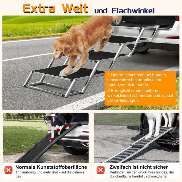 Detalle 2 de Hundetreppe Große Hunde Extra Breit 4 Stufen