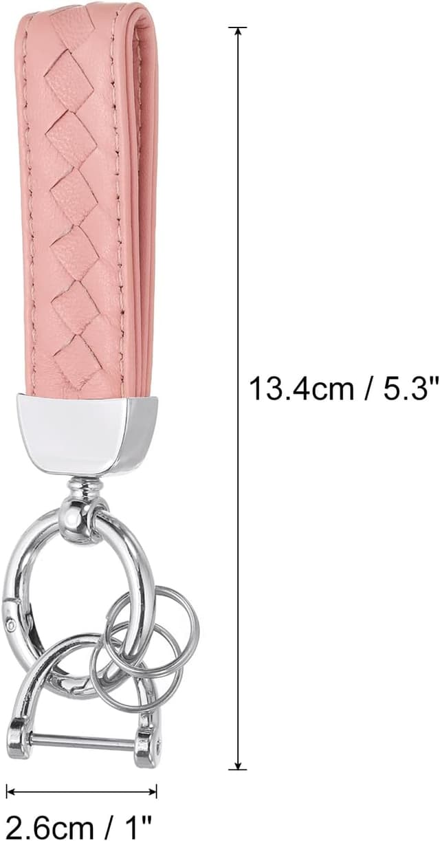 Detalle 2 de PATIKIL Leather Car Keychain (Light Pink) with Genuine Leather Strap and D-Ring Screw-on Connector