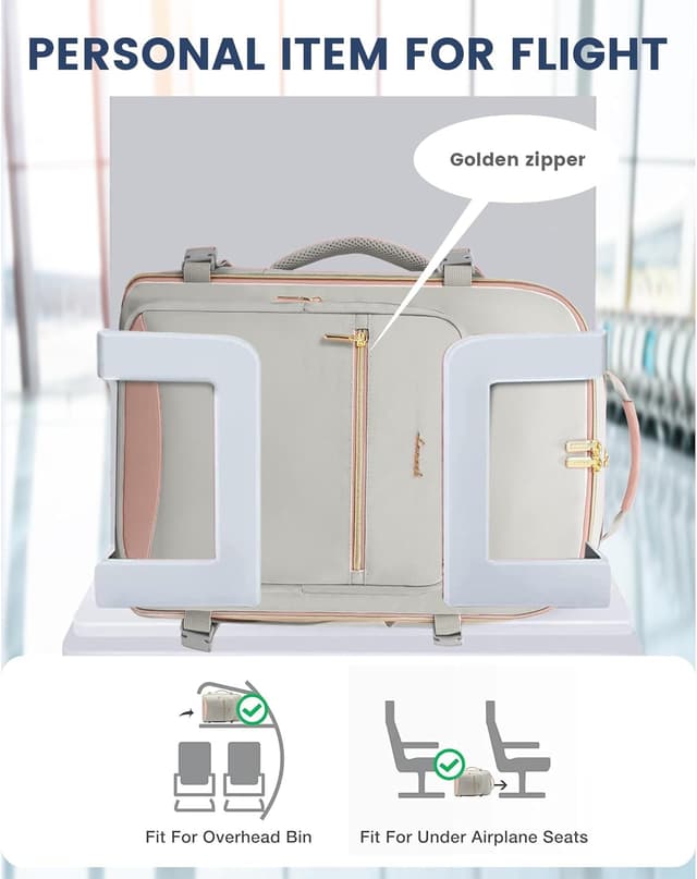 Detalle de LOVEVOOK Handgepäck Rucksack 40L mit Kofferkonzept und separatem Laptopfach (bis 18 Zoll)