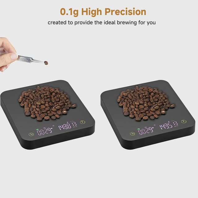 Detalle de Diceaynico wiederaufladbare Mini-Kaffeewaage mit Temperaturregler, 0,1 g Genauigkeit (3 kg/0,1 g)