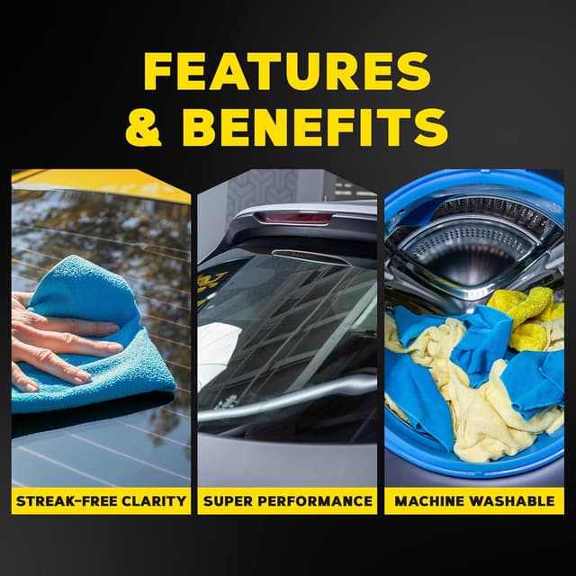 Detalle 2 de Meguiar's Perfect Clarity Glass Towels (3-Pack) — Premium Streak-Free, Lint-Free Microfiber for Windows & Windshields