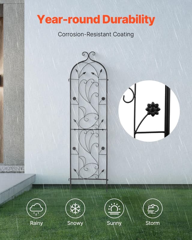 Detalle de VEVOR traliccio da giardino per rampicanti in metallo antiruggine 38 x 152 cm