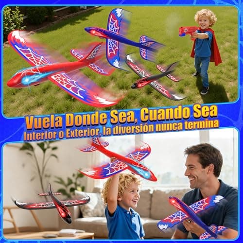 Detalle 2 de Mirthigig S-pider: set de 3 aviones lanzador con ojos luminosos (3 a 12 años)