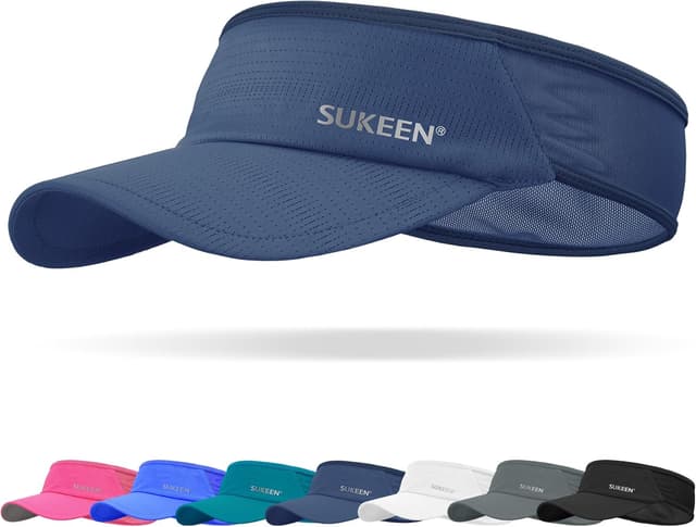 Detalle de Sukeen Sports Sun Visor (Men & Women) Lightweight, Packable Cooling Stretchy Visor Hat for Running, Tennis, Golf