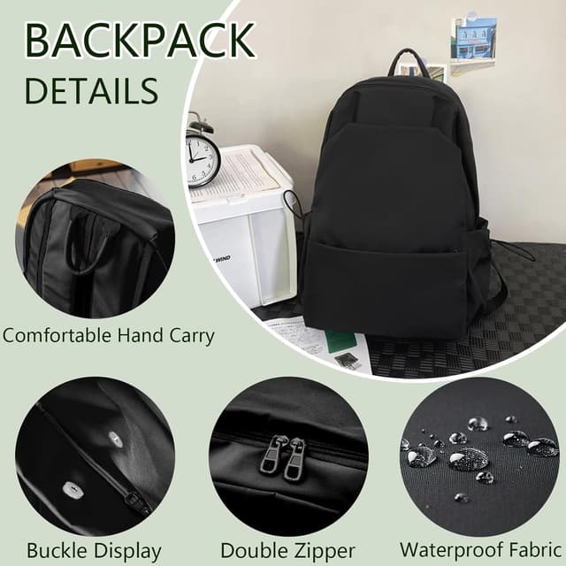 Detalle de Aucuu Zaino casual per portatile 15,6" impermeabile, 25 litri