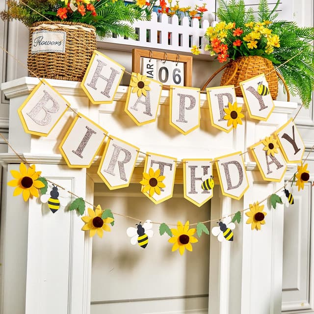 Detalle de SUNBEAUTY Girlande Sonnenblumen Happy Birthday 2,5 m