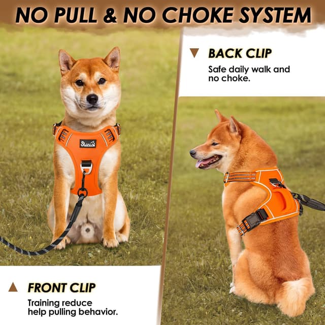 Detalle de Eyein Large Dog Harness (XL) – Anti-pull adjustable dog vest with 2 clips, reflective straps and padded handle