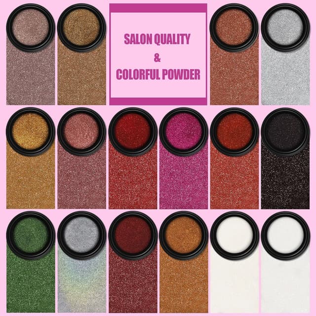 Detalle 2 de Artdone 16 Jars Chrome Nail Powder Kit ๐