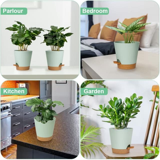 Thumbnail 6 de OFFCUP Vasi per piante autoirriganti da 20 cm (set da 3) con sottovasi, corde in cotone e etichette