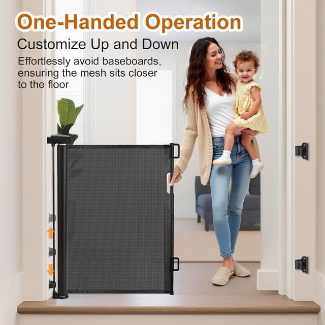 Thumbnail 2 de Retractable Safety Gate 150 cm extra-wide for stairs ๐ช