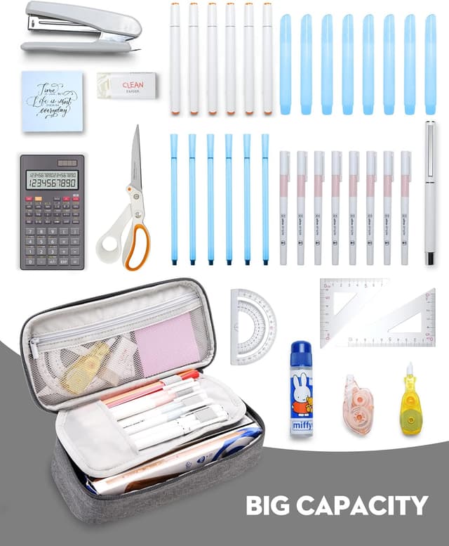 Detalle 2 de YOKUMA Federmäppchen grau für große Kapazität