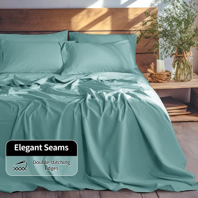 Thumbnail 6 de LBRO2M 100% Pure Linen Sheet Set (King, Deep Pocket Up to 16") – 6-Piece Natural Flax