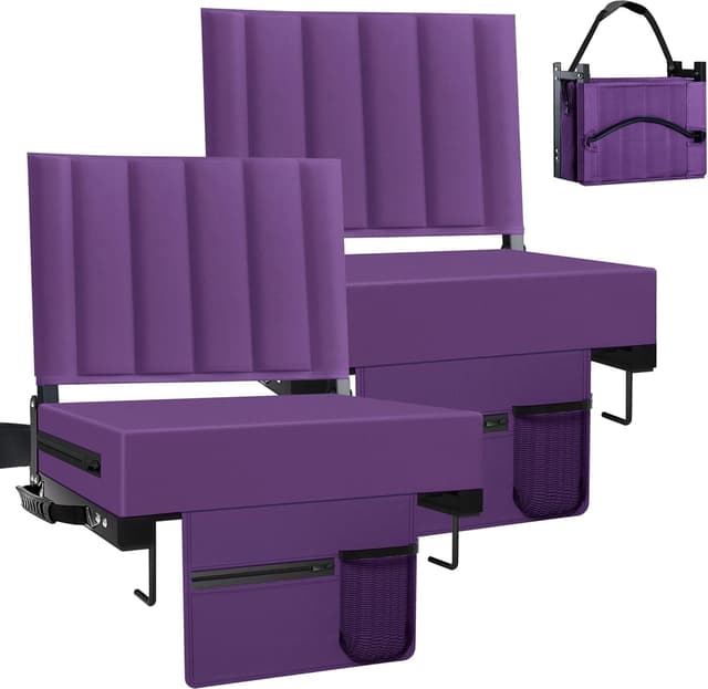 Thumbnail 6 de Aliphon Stadium Seat for Bleachers with Back Support, Cushion, Cup Holder & Shoulder Strap (Black)