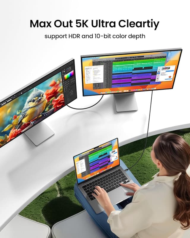 Detalle de Silkland USB4 für Thunderbolt 4 Kabel (5 m) – 20 Gbps, 5K/4K, bis zu 240 W PD 3.1