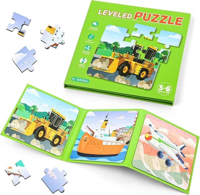 Detalle de Aolso Puzzle Magnetici Montessori Giochi per Bambini 3-7 Anni (animali e temi di traffico), da viaggio