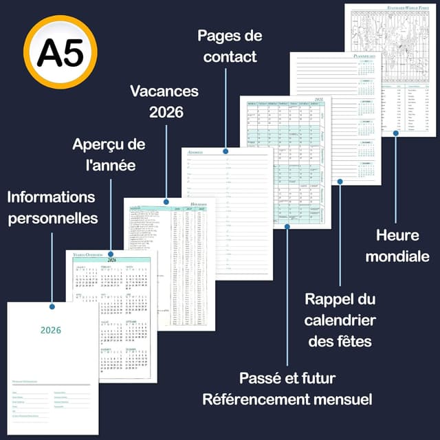 Detalle 2 de Lusibaka Agenda 2026 semainier A5 — 424 pages (21 x 14,5 cm) carnet de planning hebdomadaire