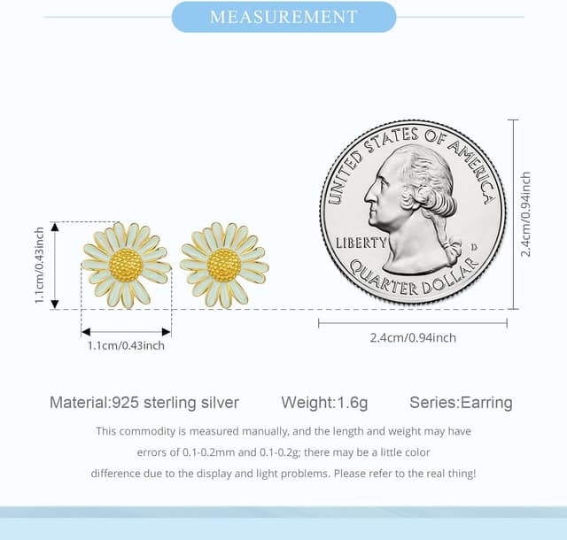 Detalle 2 de Qings Sterling Silber 925 Blume Ohrringe (Vierblättriges Kleeblatt & Gänseblümchen) mit Zirkonia – Ohrstecker