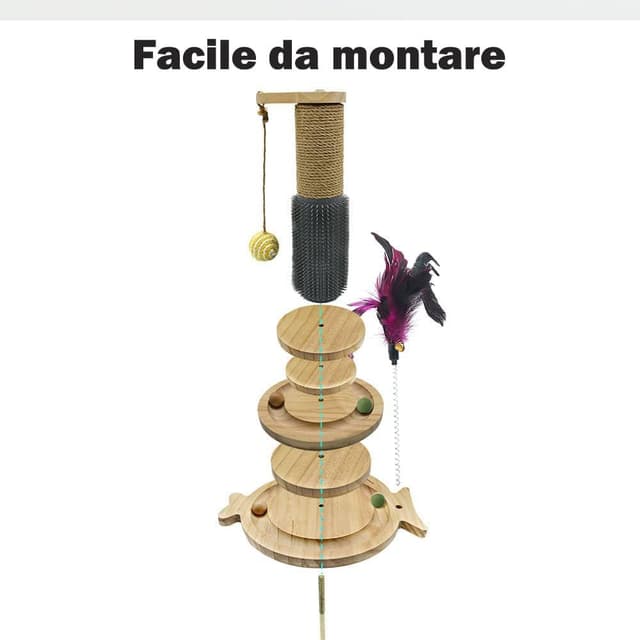 Detalle 2 de Marchul 5 in 1 Giocattolo per gatti con tiragraffi in sisal e palline appese