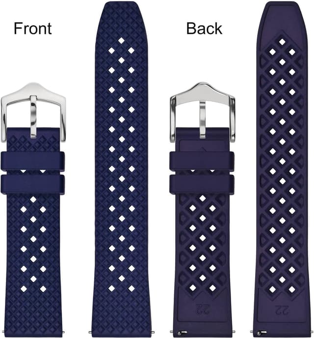 Detalle 2 de Anbeer Silikon-Uhrenarmbänder aus Fluorkautschuk mit Schnellverschluss (18/20/22 mm) – Ersatzband für Herren