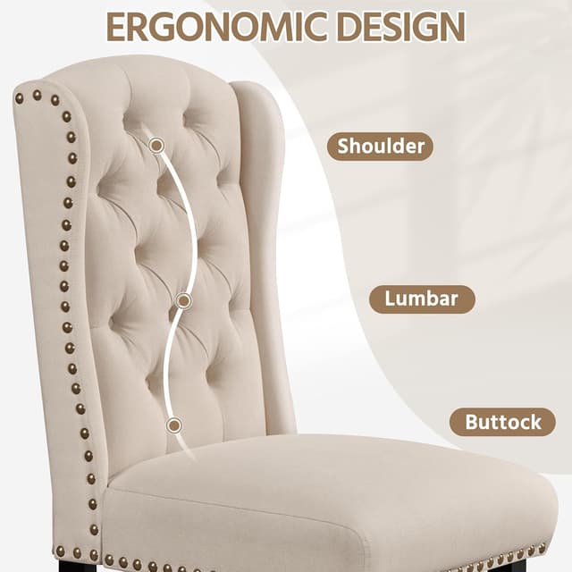 Thumbnail 4 de Yaheetech Juego de 2 Sillas de Comedor Tapizadas