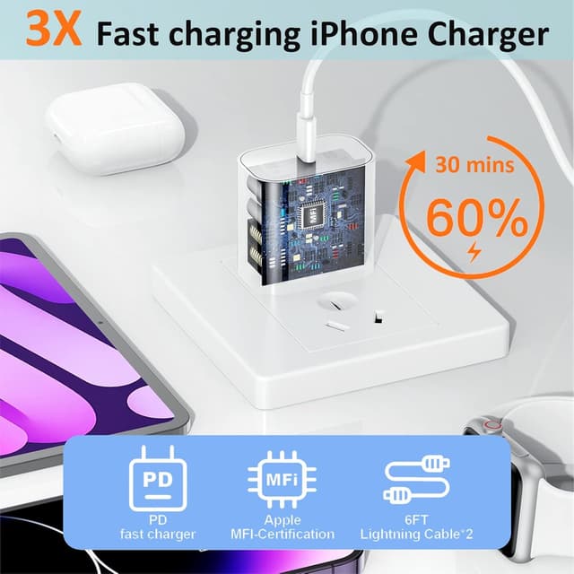Detalle de iPhone Fast Charger 2-Pack 6FT