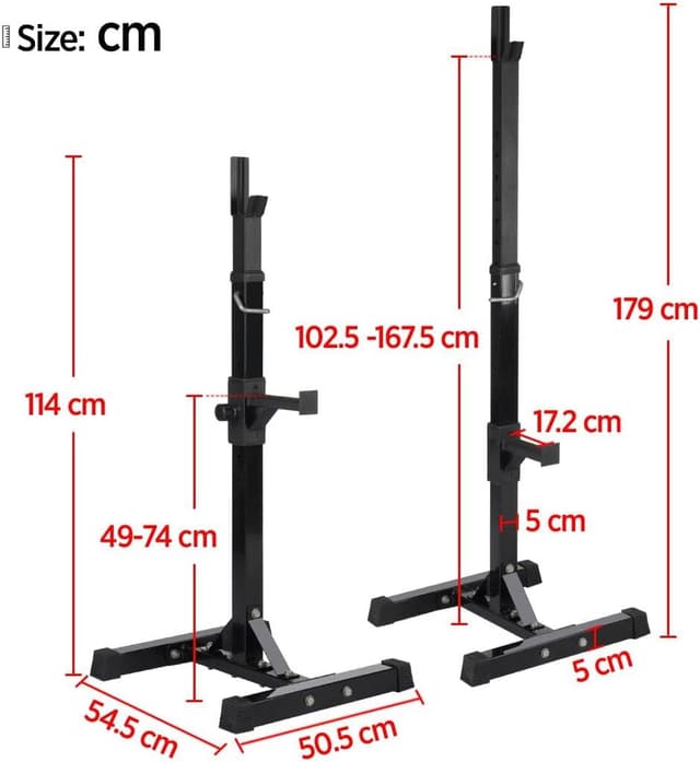 Detalle de Yaheetech coppia rastrelliere porta bilanciere max 250 kg, altezza regolabile (2 pezzi)
