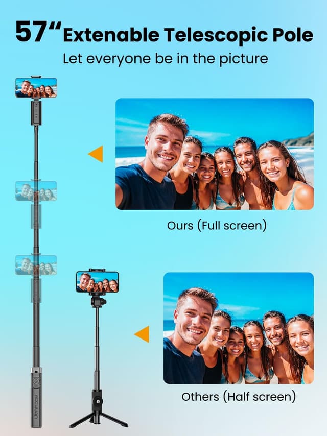 Detalle de AOCHUAN Smart M3 3-in-1 Face Tracking tripod for iPhone (57" expandable selfie stick with remote)